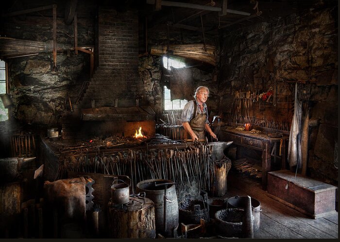 Hdr Greeting Card featuring the photograph Blacksmith - This is my trade by Mike Savad