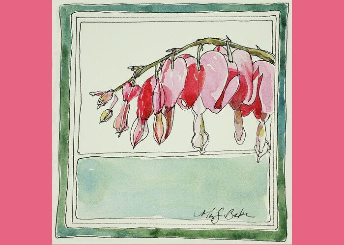 Watercolor Greeting Card featuring the painting Bleeding Hearts II by Mary Benke
