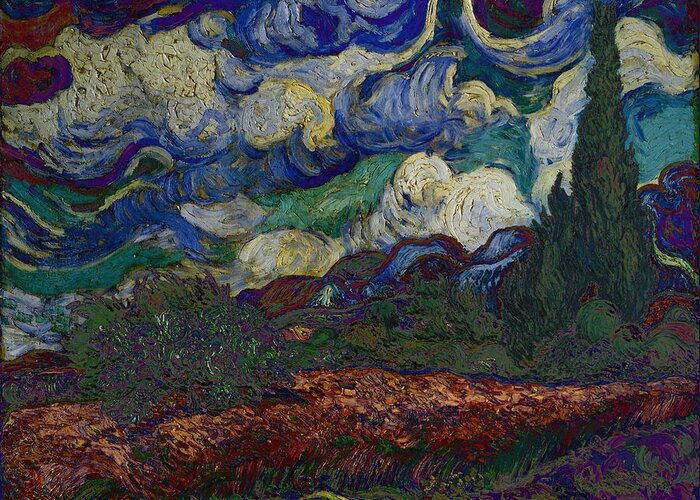 Post Modern Greeting Card featuring the digital art Blend 19 van Gogh by David Bridburg