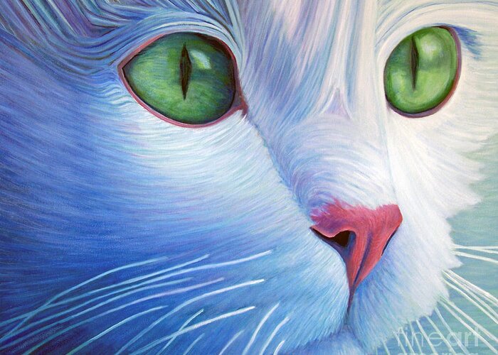 Cat Greeting Card featuring the painting Blessed by Brian Commerford
