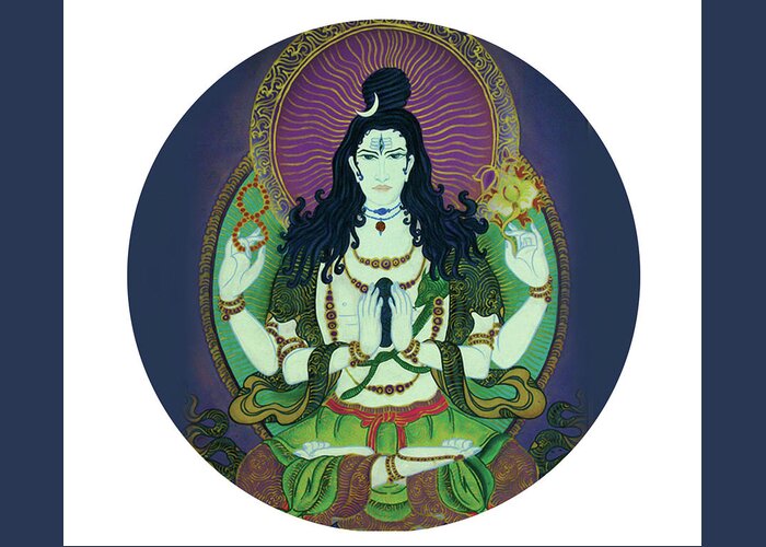 Shiva Greeting Card featuring the painting Blessing Shiva by Guruji Aruneshvar Paris Art Curator Katrin Suter