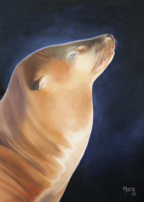 Sea Lion; Bliss; Serenity Greeting Card featuring the painting Bliss by Marg Wolf