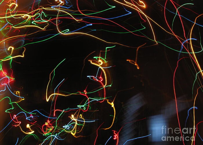 Dancing Lights Greeting Card featuring the photograph Blizzard of Colorful Lights. Dancing Lights series by Ausra Huntington nee Paulauskaite