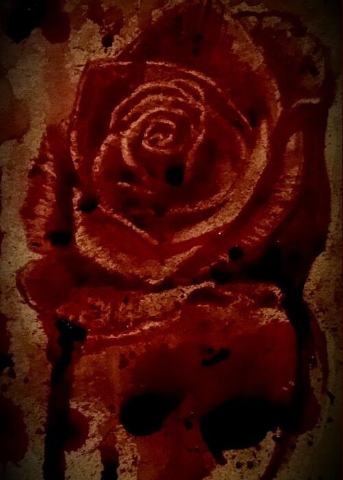 Rose Greeting Card featuring the painting Blood Rose number 2 by Ryan Almighty
