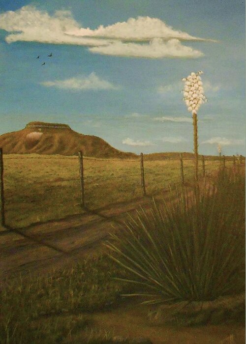 Yucca Greeting Card featuring the painting Bloomin' Yucca by Sheri Keith