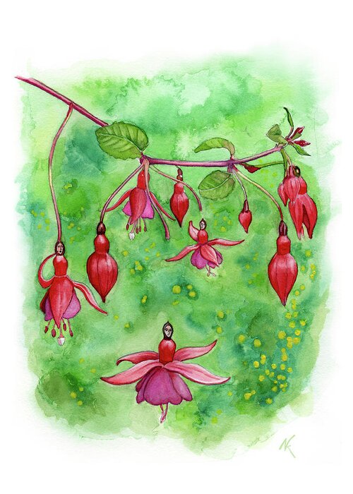 Tree Greeting Card featuring the painting Blossom Fairies by Norman Klein