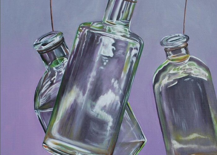 Bottle Greeting Card featuring the painting Blowing Rock Bottles by Emily Page