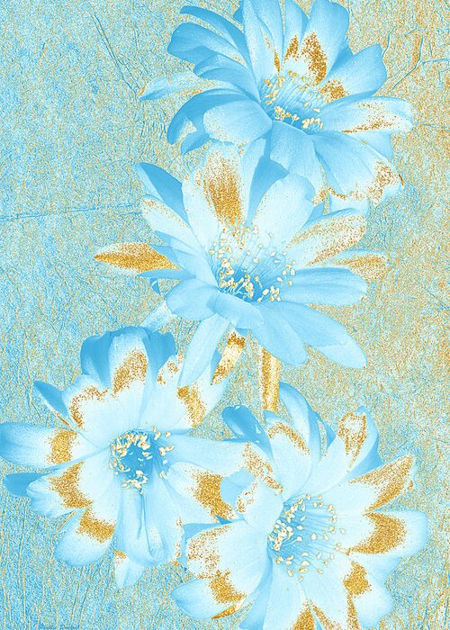Flower Greeting Card featuring the photograph Blue And Gold Flowers by Phyllis Denton
