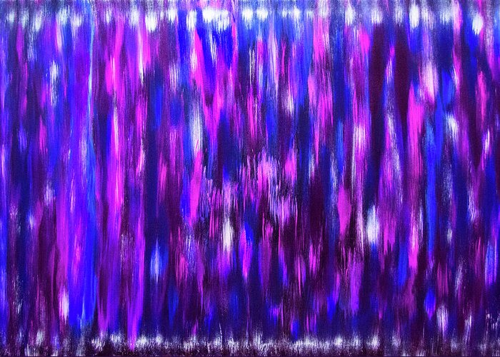 Acrylic Painting Greeting Card featuring the painting Blue and Purple Rain by Renee Anderson