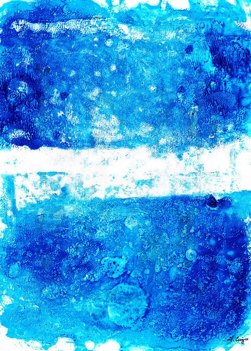 Blue Greeting Card featuring the painting Blue And White Modern Art - Two Pools 2 - Sharon Cummings by Sharon Cummings