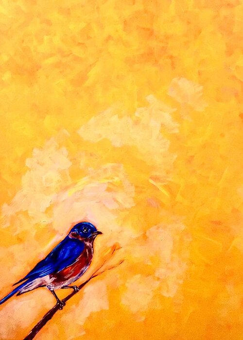 Blue Bird Greeting Card featuring the painting Blue Bird by Joel Tesch