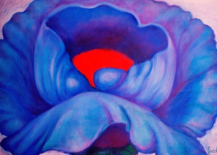 Blue Bloom Greeting Card featuring the painting Blue Bloom by Jordana Sands