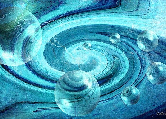 Blue Greeting Card featuring the digital art Blue Bubbles by Heather Saulsbury