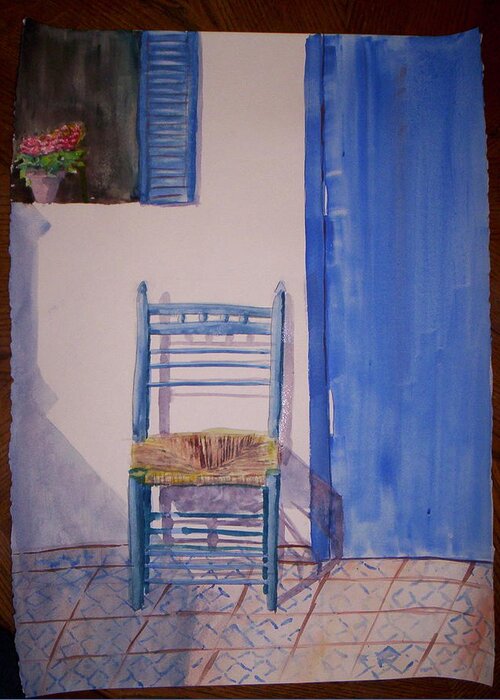 Blue Chair Greeting Card featuring the painting Blue Chair by Lee Stockwell