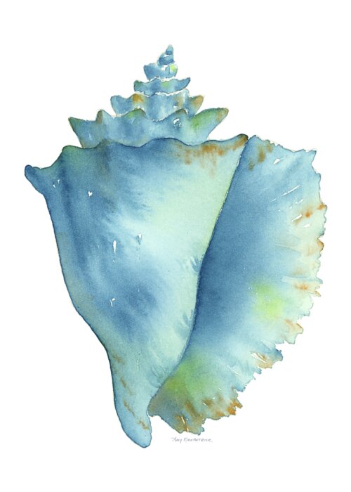Conch Shell Greeting Card featuring the painting Blue Conch Shell by Amy Kirkpatrick