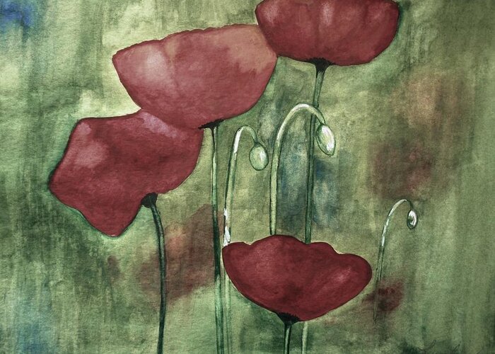 Poppies Greeting Card featuring the painting Blue Corner by Julie Lueders 