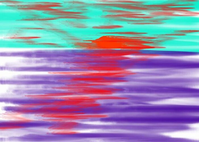 Sky.clouds.sun.sunrays.sunset.sea.water.reflection.slow Waves.deep Water.evening.rest.silence Greeting Card featuring the digital art Blue Deep Evening by Dr Loifer Vladimir