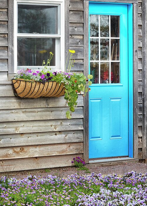 Blue Door Greeting Card featuring the photograph Blue Door by Patty Colabuono