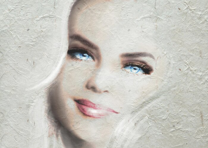 Woman Greeting Card featuring the painting Blue Eyes Blond by Angie Braun