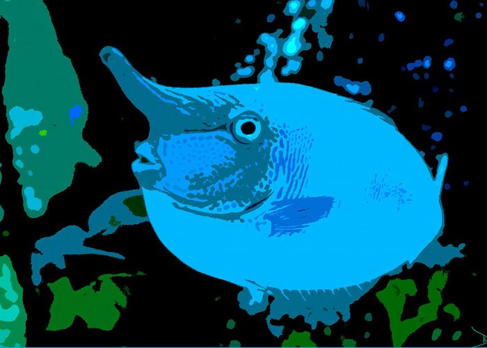 Blue Fish Greeting Card featuring the painting Blue fish by David Lee Thompson