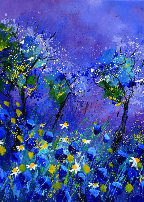 Flowers Greeting Card featuring the painting Blue flowers 567160 by Pol Ledent