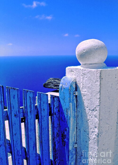 Blue Greeting Card featuring the photograph Blue gate by Silvia Ganora