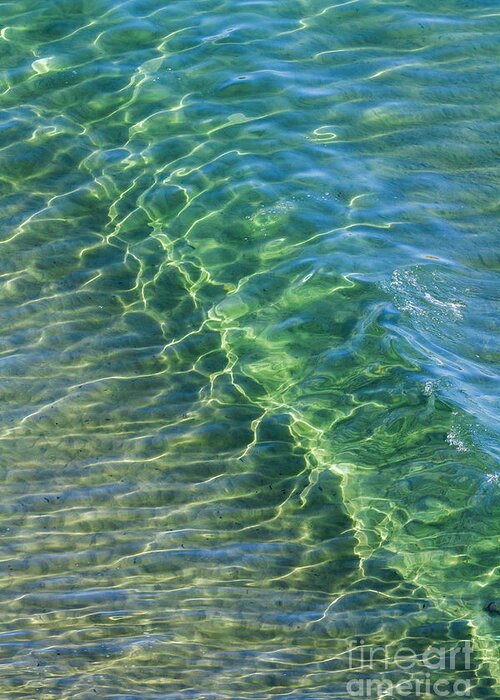 Water Greeting Card featuring the photograph Blue-Green Water Abstract by Heiko Koehrer-Wagner
