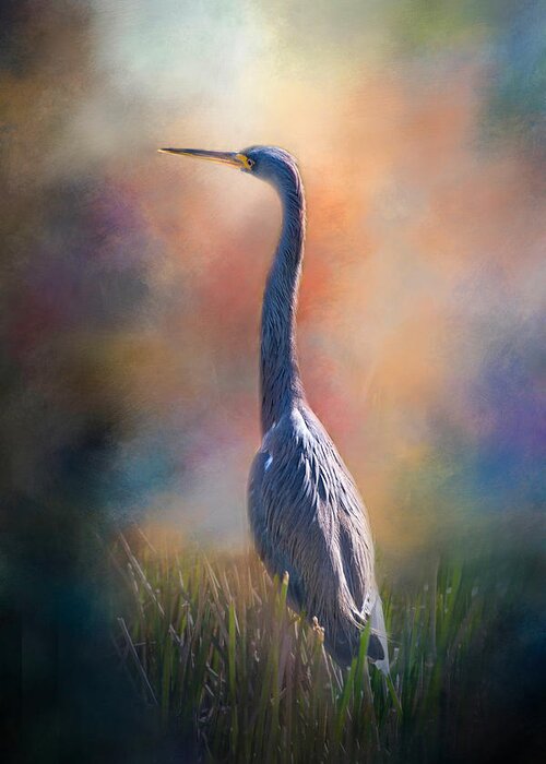 Blue Heron Greeting Card featuring the photograph Blue Heron in the Marsh by Lynn Bauer
