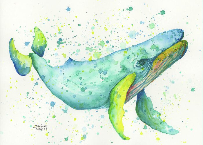 Darice Greeting Card featuring the painting Blue Humpback by Darice Machel McGuire