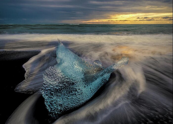 Iceland Greeting Card featuring the photograph Blue Ice Stranding by Rikk Flohr