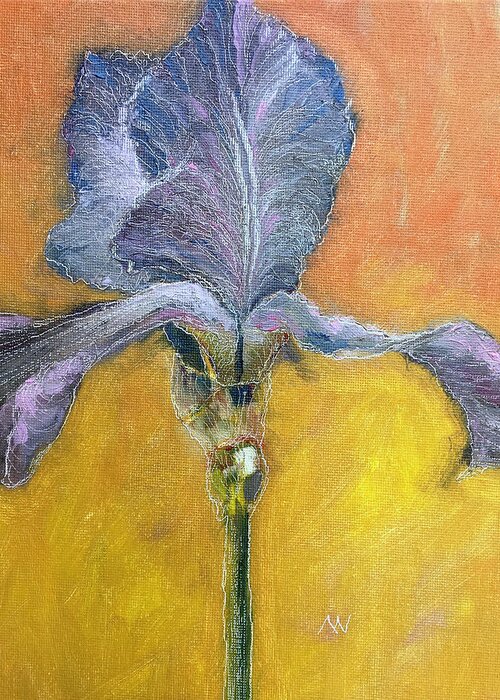 Iris Greeting Card featuring the painting Blue Iris by AnneMarie Welsh