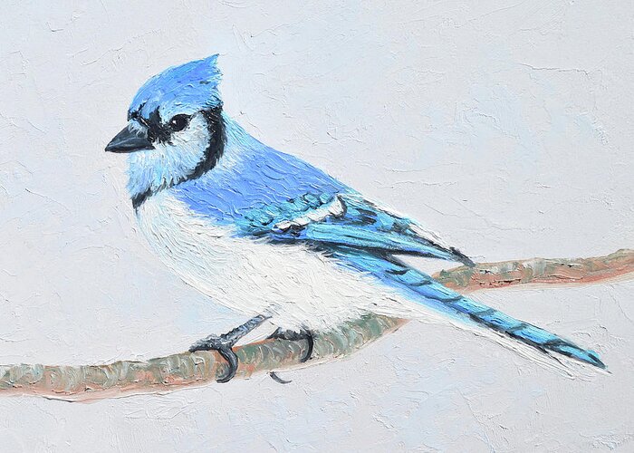 Blue Jay Greeting Card featuring the painting Blue Jay by Jan Matson