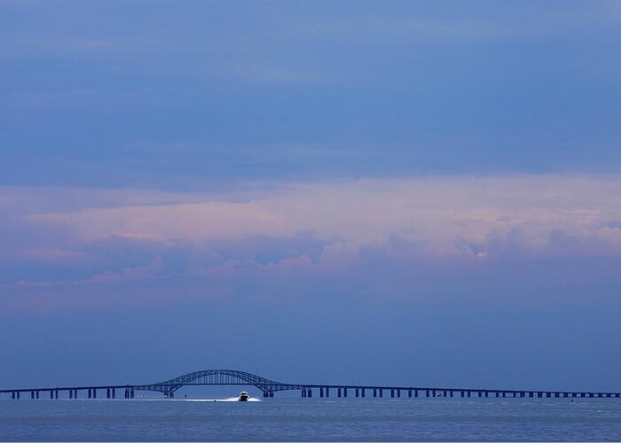 Robert Moses Causeway Greeting Card featuring the photograph Blue Morning by Steve Gravano