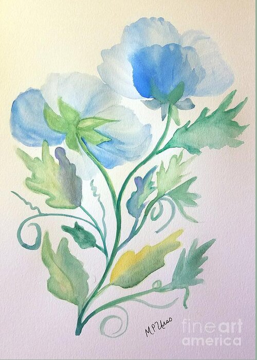 Blue Poppies Greeting Card featuring the painting Blue Poppies by Maria Urso