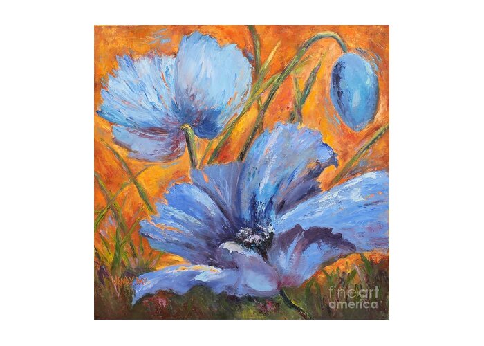 Blue Poppies Greeting Card featuring the painting Blue Poppies by Wendy Ray