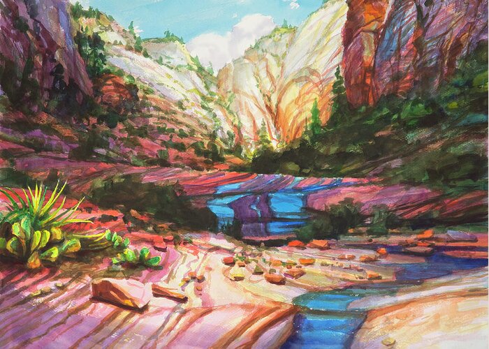 Zion Greeting Card featuring the painting Blue Ribbon by Steve Henderson