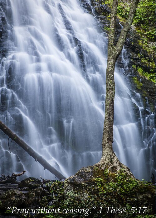 Nature Greeting Card featuring the photograph Blue Ridge Parkway Crabtree Falls NC - Pray Without Ceasing by Robert Stephens