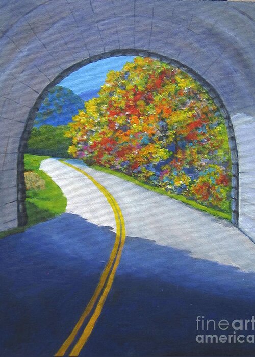 Tunnel Greeting Card featuring the painting Blue Ridge Tunnel by Anne Marie Brown