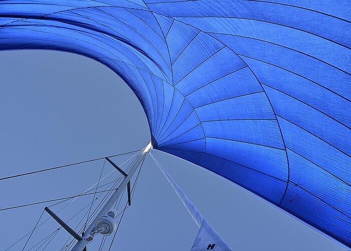 Blue Greeting Card featuring the photograph Blue sail by Andrei SKY