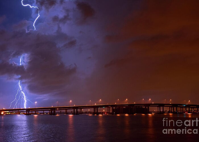 Lightning Greeting Card featuring the photograph Blue Skys at Night by Quinn Sedam