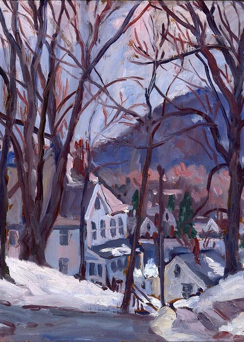 Ashcan School Greeting Card featuring the painting Blue Snow / North Adams by Thor Wickstrom