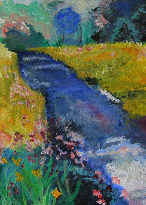 Landscape Greeting Card featuring the painting Blue Stream by Julie Lueders 