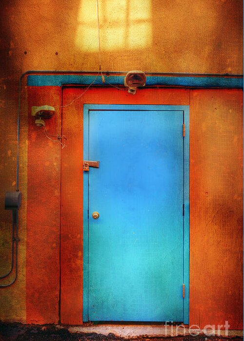 Tranquility Greeting Card featuring the photograph Blue Taos Door by Craig J Satterlee