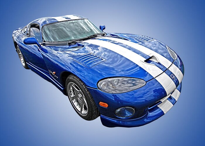 Dodge Viper Greeting Card featuring the photograph Blue Viper by Gill Billington