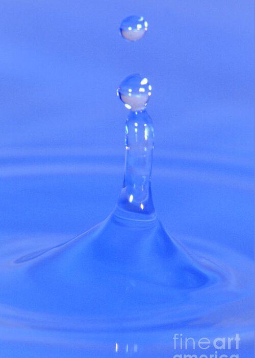 Water Greeting Card featuring the photograph Blue Waterdrop by Heiko Koehrer-Wagner