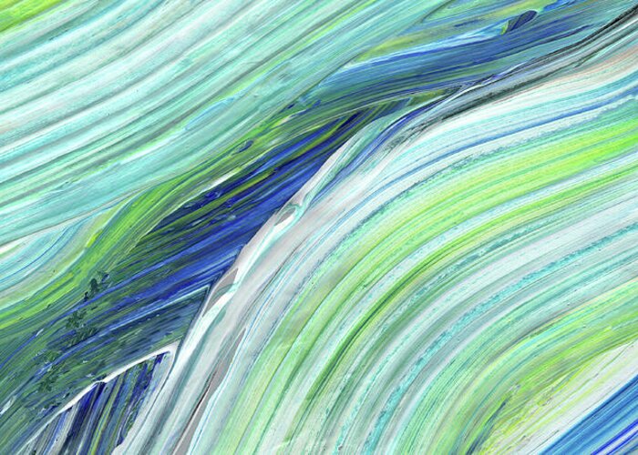 Abstract Water Greeting Card featuring the painting Blue Wave Abstract Art for Interior Decor I by Irina Sztukowski
