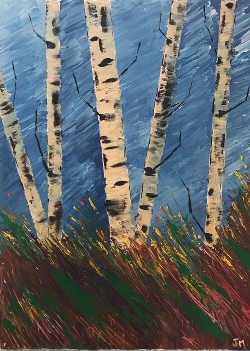 Palette Knife Greeting Card featuring the painting Blue Wind Blew by Jim McCullaugh