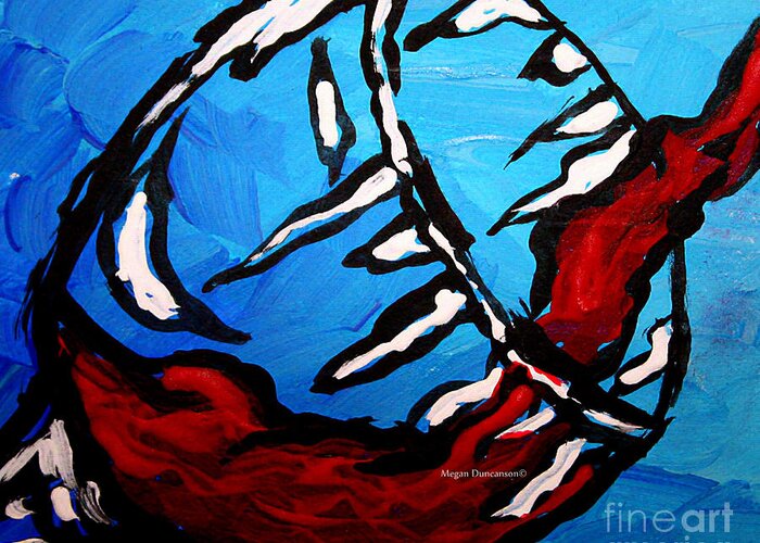 Wine Greeting Card featuring the painting Blue Wine Abstract PoP Art Style Wine Glass Pouring Painting by Megan Duncanson by Megan Aroon