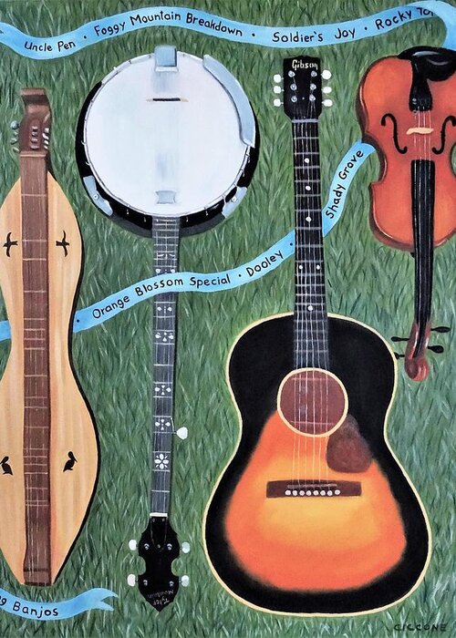 Instruments Greeting Card featuring the painting Bluegrass Tribute by Jill Ciccone Pike