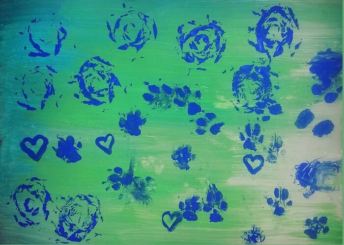 Paws Greeting Card featuring the painting Blueprints by Vale Anoa'i